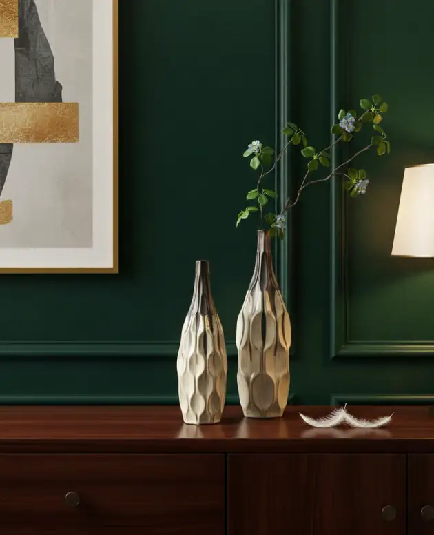 Geometric Faceted Ceramic Table Vases (Set Of 2)