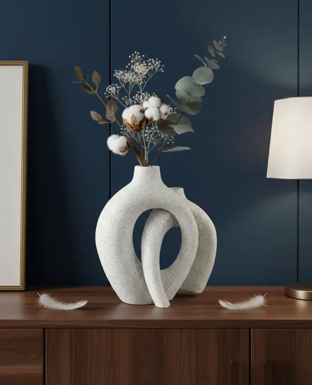 Off White Hollow Resin Vase (Set of 2)