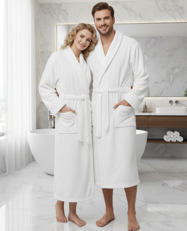 White Unisex Bathrobe